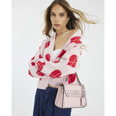 Pink Knitted Heart Cardigan