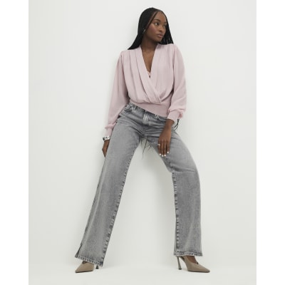 Pink Knitted Hybrid Long Sleeve Top