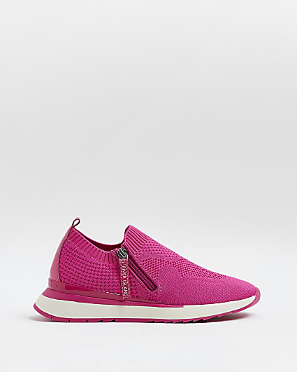 Pink knitted runner trainers