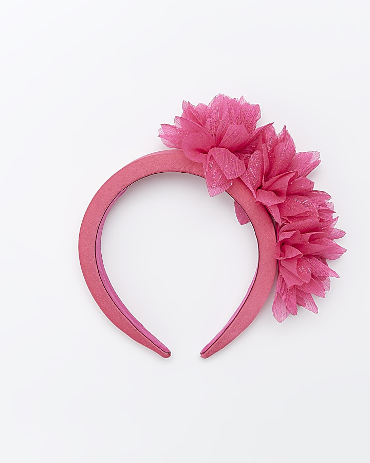 Pink Lace Flower Ruffle Headband