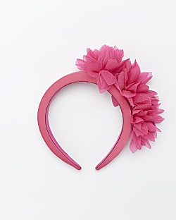 Pink Lace Flower Ruffle Headband