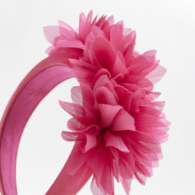 Pink Lace Flower Ruffle Headband