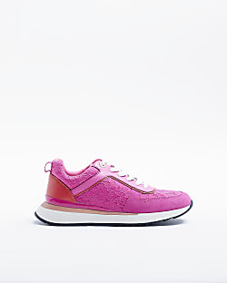 Pink lace trainers