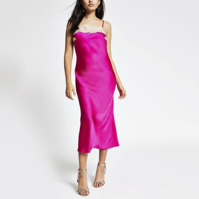 river island pink slip dress