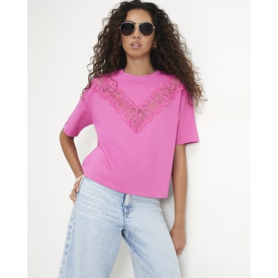 Lace V Boyfriend Fit T Shirt
