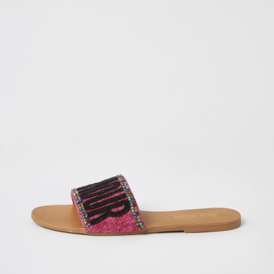 river island pink slippers