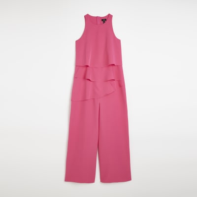 Pink layered jumpsuit River Island