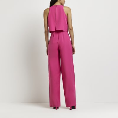 Pink jumpsuit river island on sale