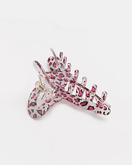 Pink leopard print hair clip