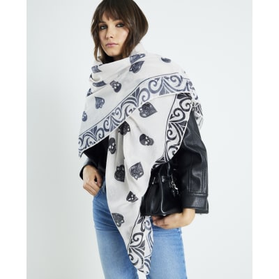 Pink Lightweight Skull Print Scarf