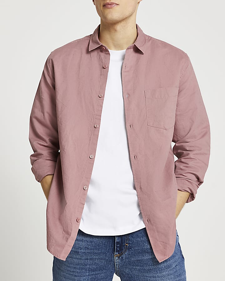 Pink linen long sleeve shirt