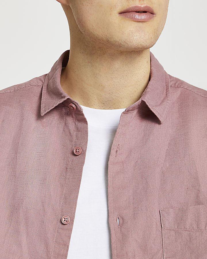 Pink linen long sleeve shirt