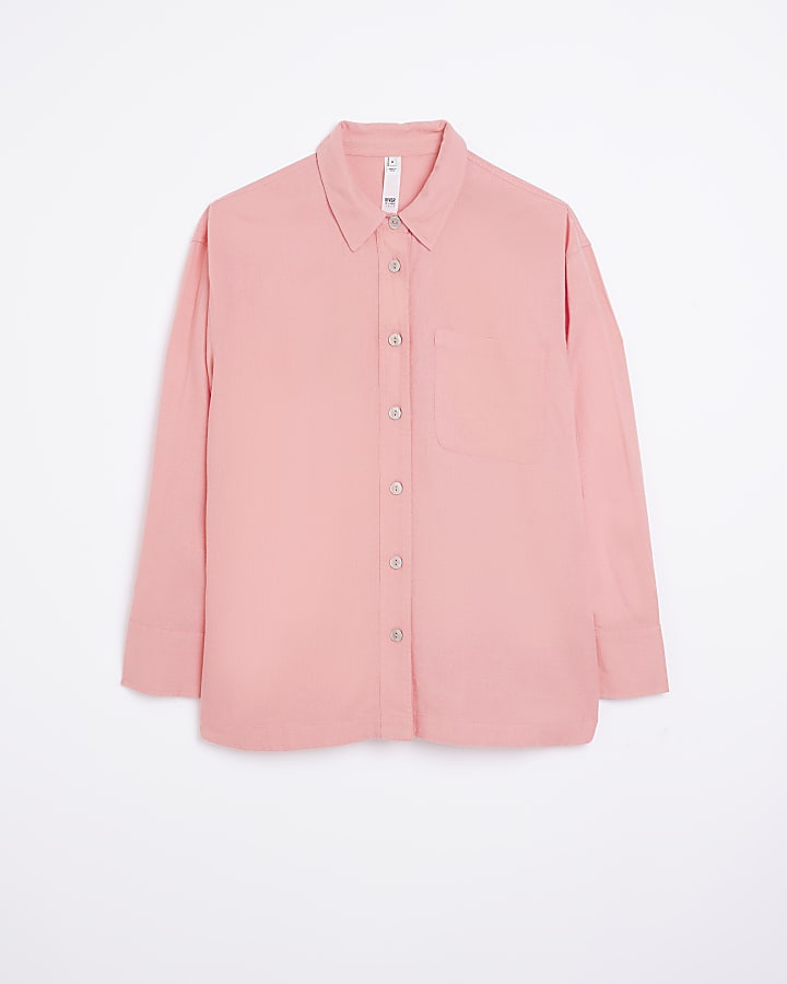 Pink linen oversized shirt