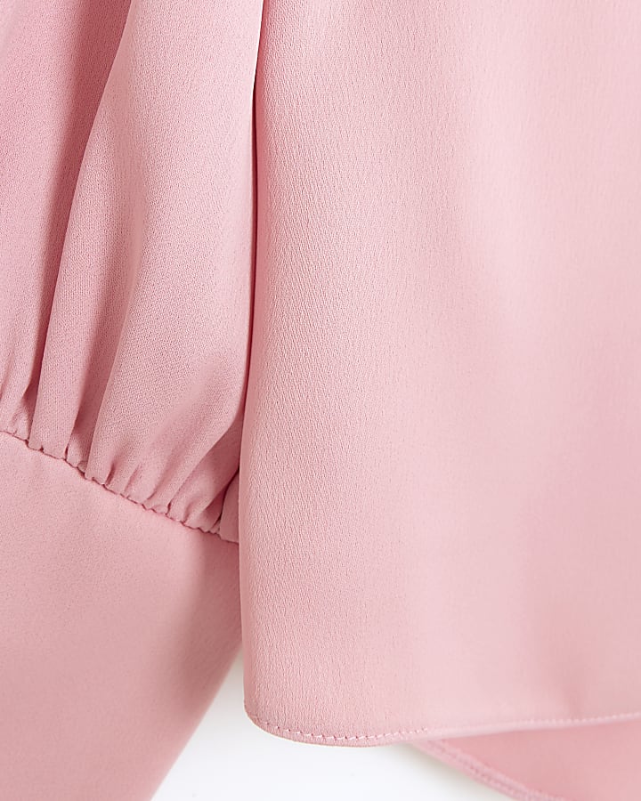 Pink long sleeve button blouse