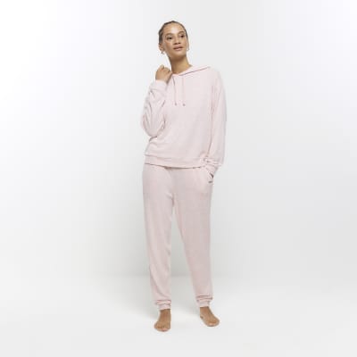 Pink long sleeve lounge hoodie River Island