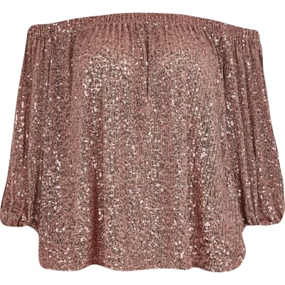 bardot sparkly top