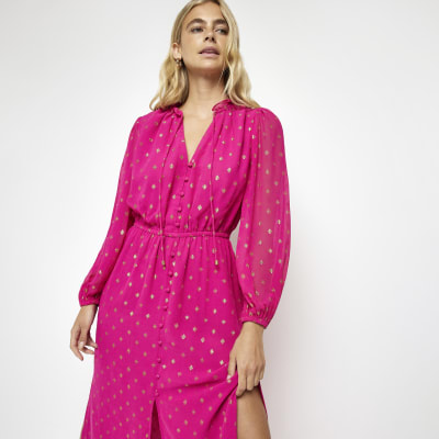 River island pink shirt 2024 dress