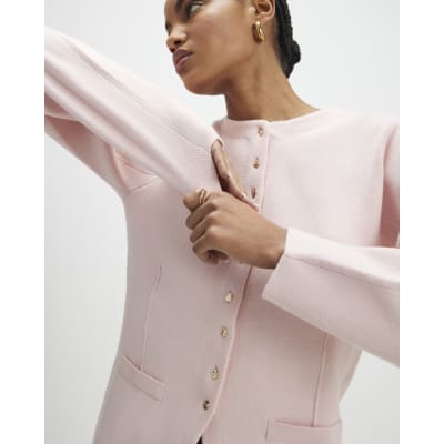 Pink Long Sleeve Structured Cardigan