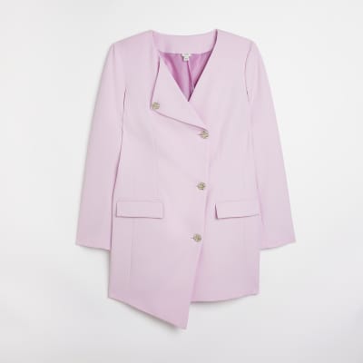 Pink long sleeve wrap blazer dress