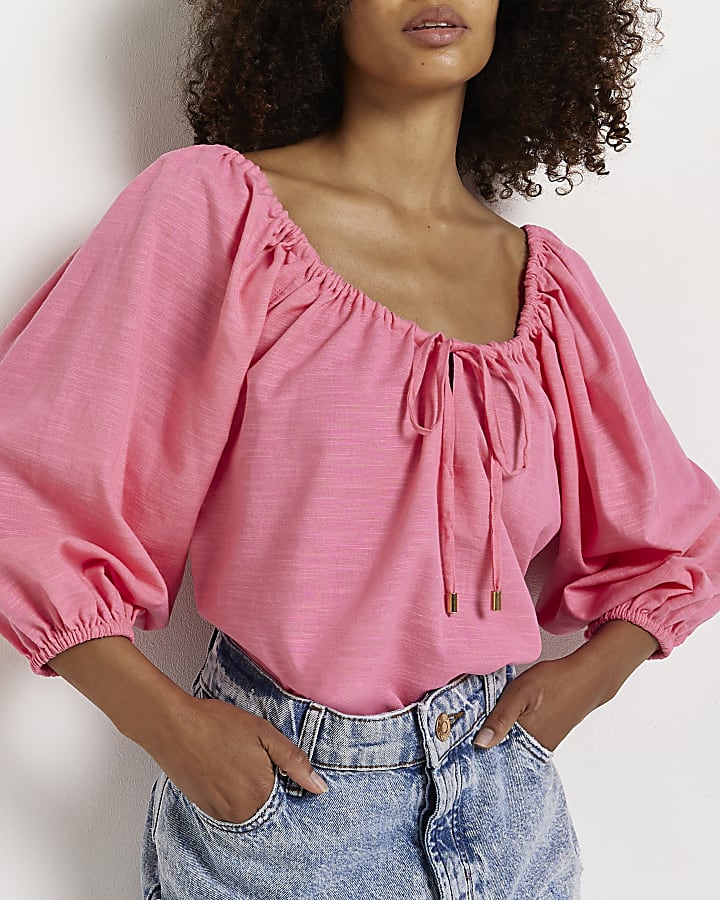 Pink longline blouse
