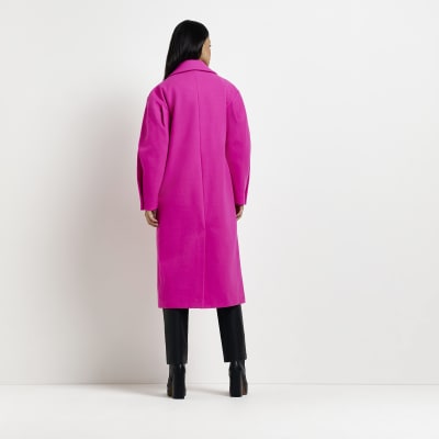 Pink longline coat | River Island
