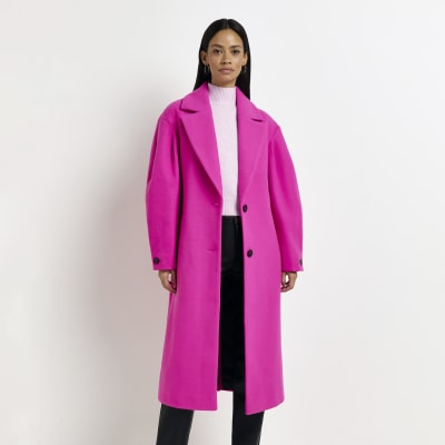 Pink longline coat River Island