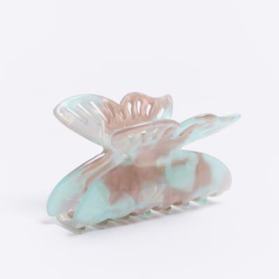 Pink marble hair claw clip