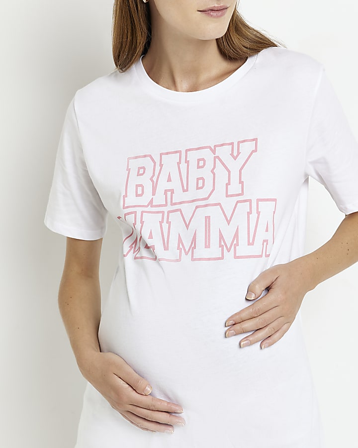 Pink maternity graphic print t-shirt