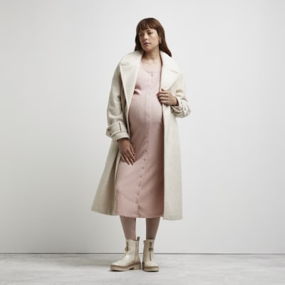 Pink maternity midi dress
