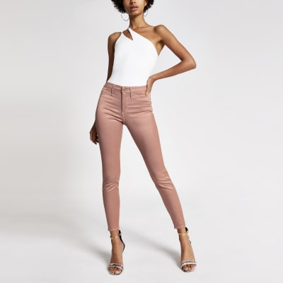 pink metallic jeans