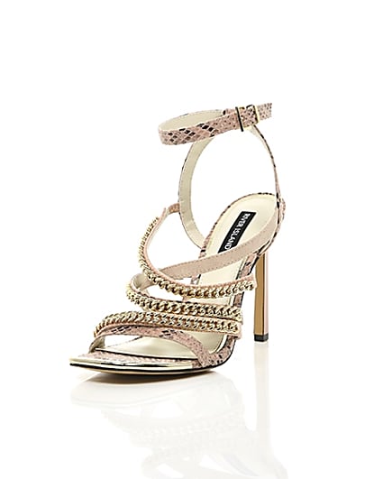 360 degree animation of product Pink multi chain strap heel sandal frame-1