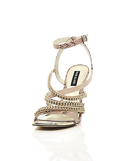 360 degree animation of product Pink multi chain strap heel sandal frame-2