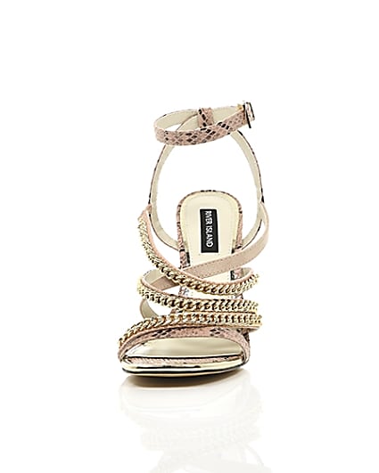 360 degree animation of product Pink multi chain strap heel sandal frame-3
