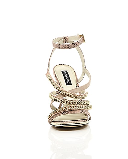 360 degree animation of product Pink multi chain strap heel sandal frame-4