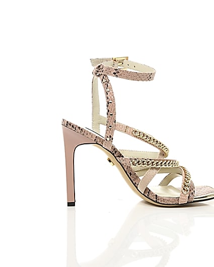 360 degree animation of product Pink multi chain strap heel sandal frame-10