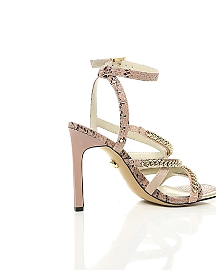 360 degree animation of product Pink multi chain strap heel sandal frame-11