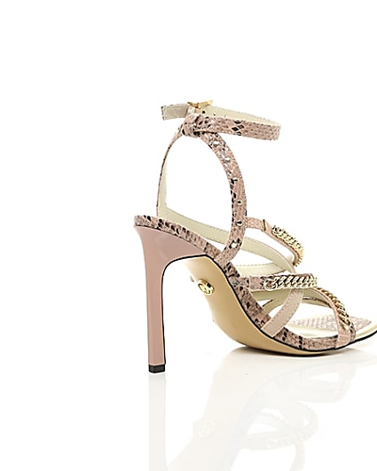 360 degree animation of product Pink multi chain strap heel sandal frame-12