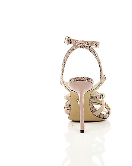 360 degree animation of product Pink multi chain strap heel sandal frame-15