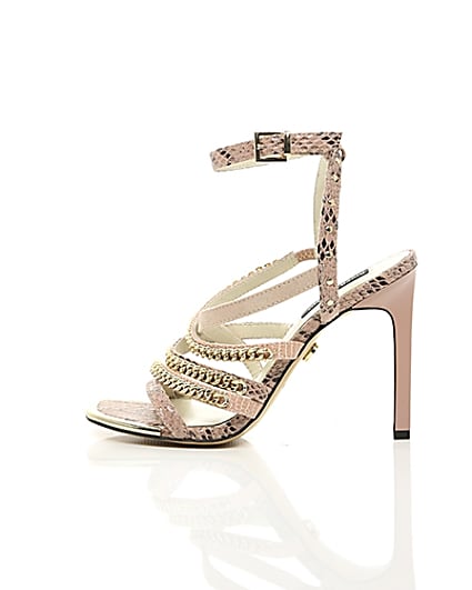 360 degree animation of product Pink multi chain strap heel sandal frame-21
