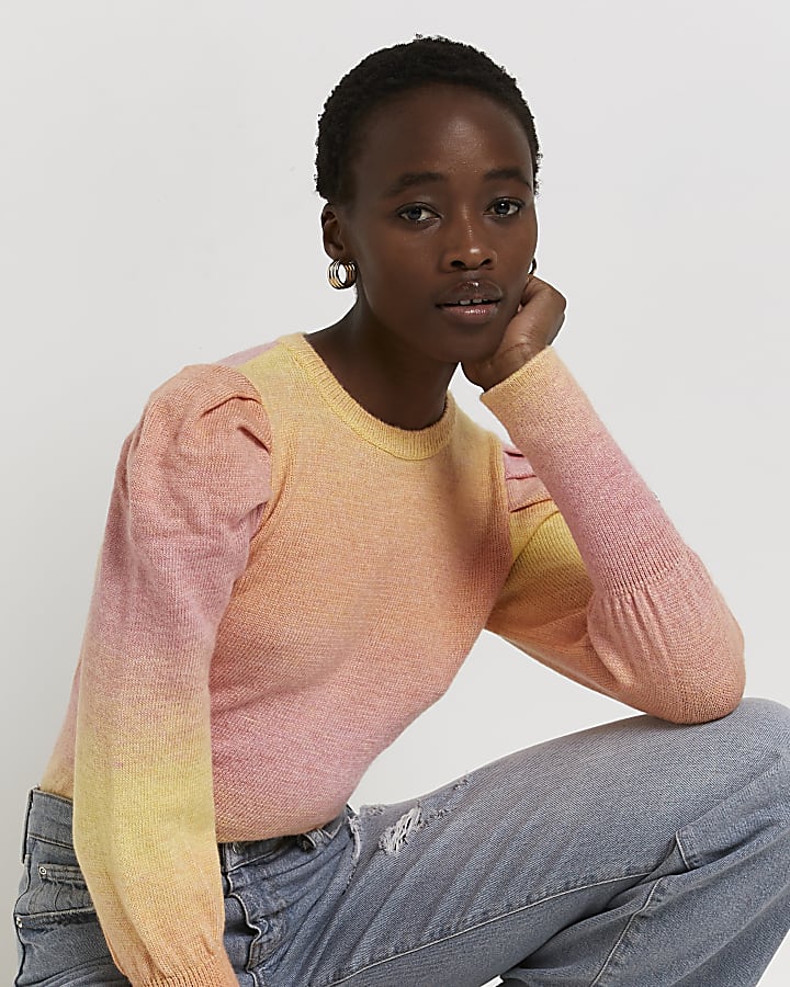 Pink ombre print knitted jumper