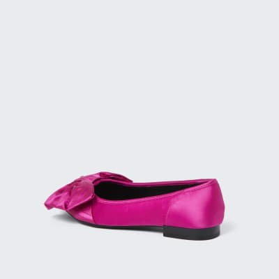 Pink oversized bow flat shoes