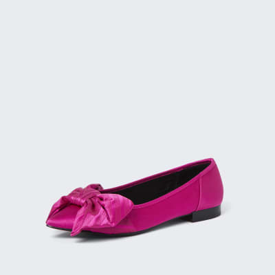 Pink oversized bow flat shoes