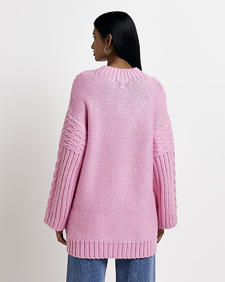 Pink oversized cable jumper