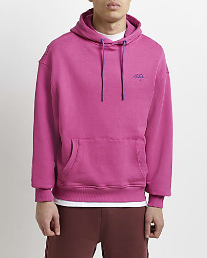 Pink oversized fit embroidered hoodie