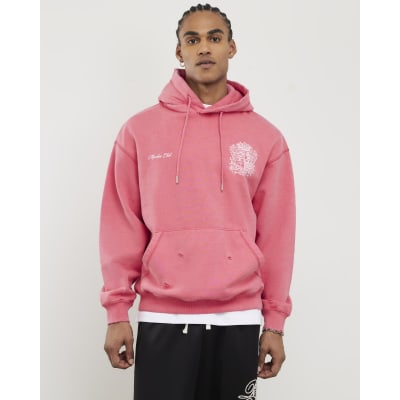 Pink Oversized Fit Members Club Crest Hoodie