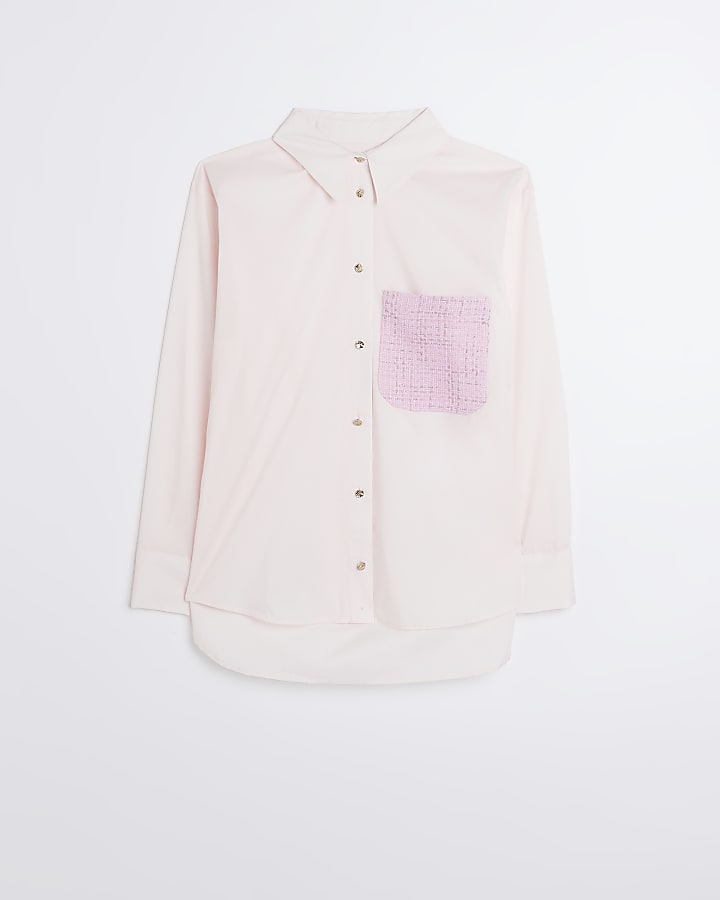 Pink oversized long sleeve shirt