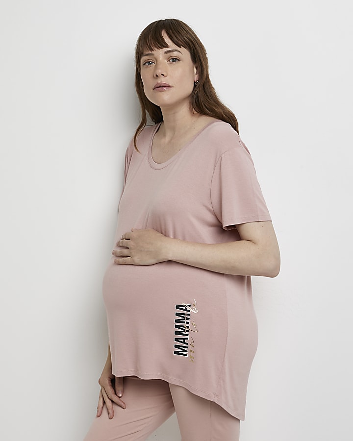 Pink oversized maternity t-shirt