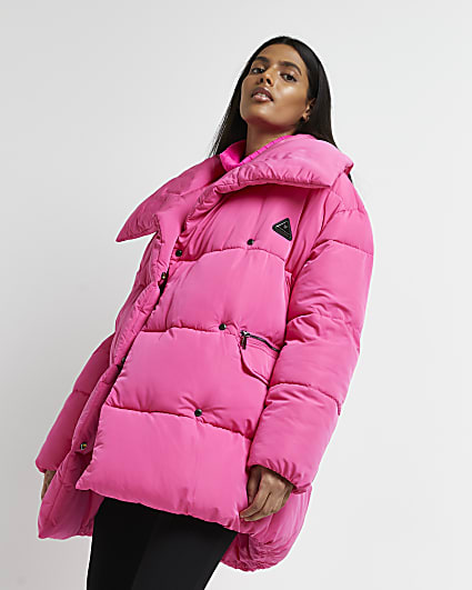Pink oversized puffer coat
