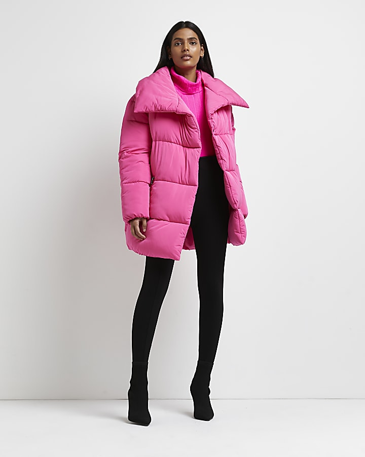 Pink oversized puffer coat