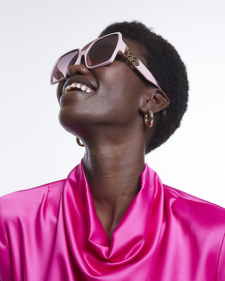 Pink oversized square sunglasses